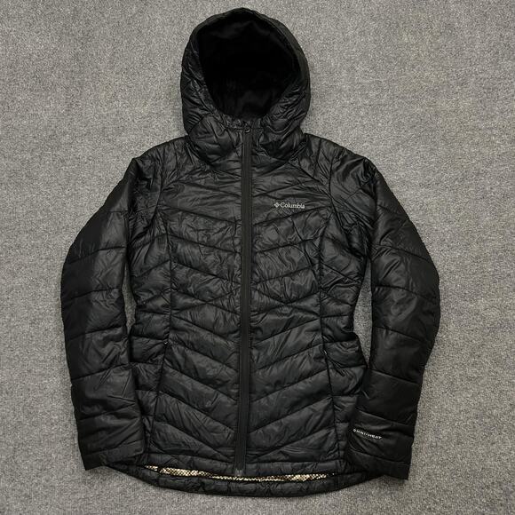 Columbia Jacket Womens Small Black Puffer Omni-Heat Hooded Insulated Winter Coat - Picture 1 of 12